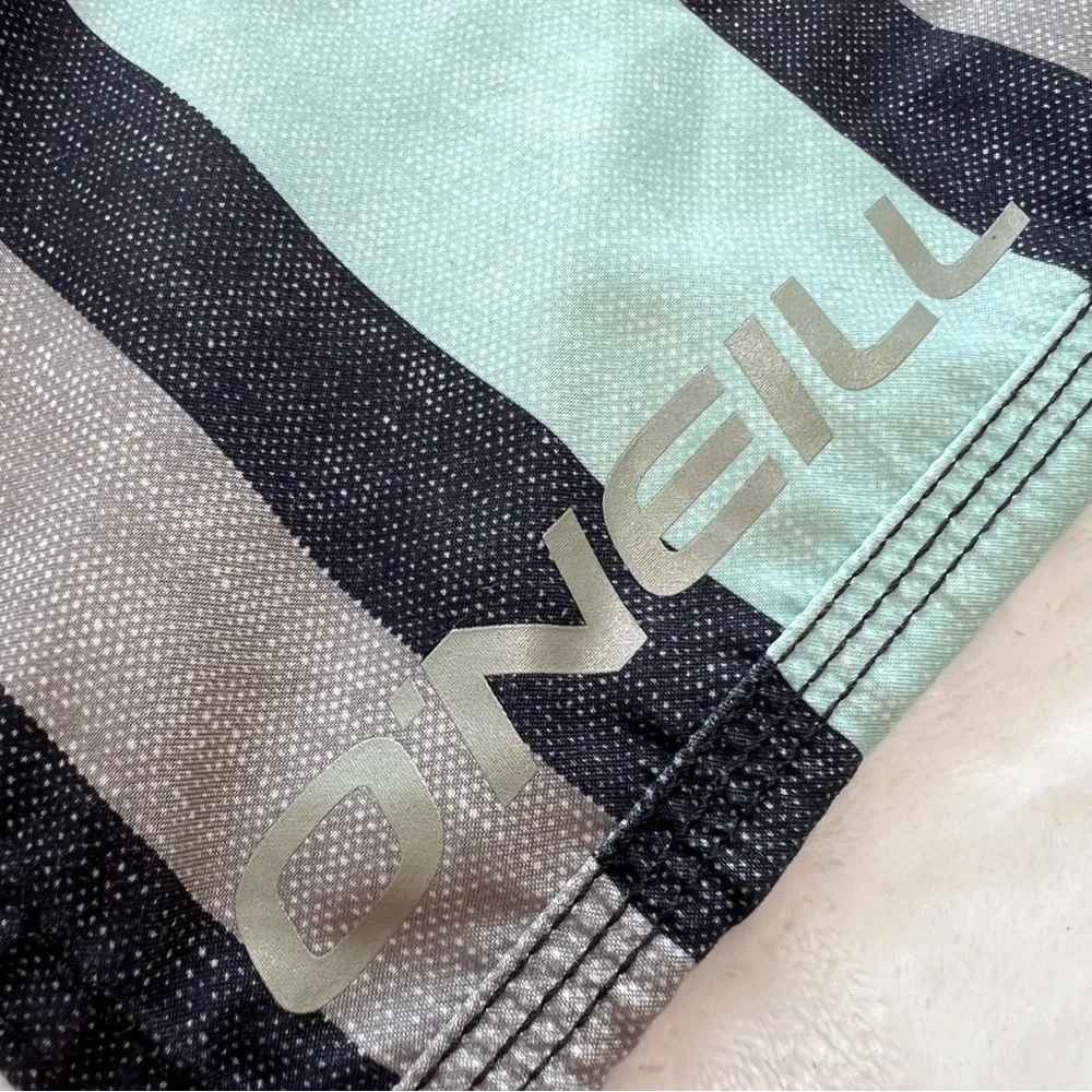 O’NEILL Board Shorts Cargo Side Pocket Swim Gradient Striped Gray Blue Men’s 40 - Picture 3 of 17